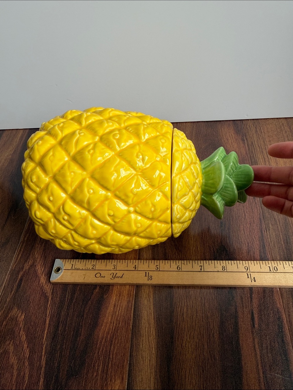 Ceramic 9” Pineapple Candy Jar Yellow Textured Silicone Removable Lid - Picture 8 of 8